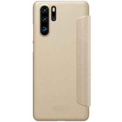 Полиуретановый чехол книга Nillkin Sparkle Leather Case Золотой для Huawei P30 Pro(2)