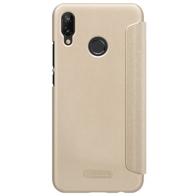Полиуретановый чехол книга Nillkin Sparkle Leather Case Золотой для Huawei P20 Lite(2)