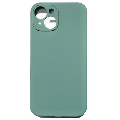 Силиконовый чехол Silicone Case с закрытым низом и защитой камеры серо-зеленый для Apple iPhone 14 Plus(1)