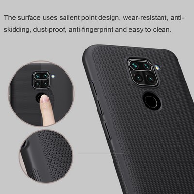 Пластиковый чехол с подставкой Nillkin Super Frosted Shield Черный для Xiaomi Redmi Note 9(4)