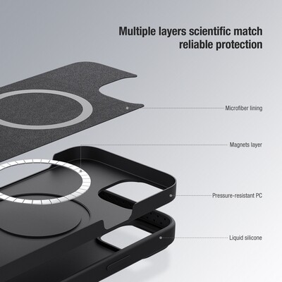 Силиконовая накладка с пластиной Magsafe Nillkin CamShield Silky Magnetic Silicone Case Зеленая для Apple iPhone 15 Pro Max(6)