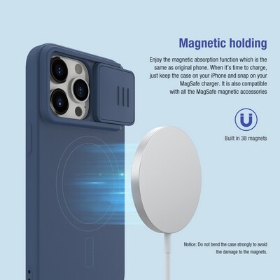 Силиконовая накладка с пластиной Magsafe Nillkin CamShield Silky Magnetic Silicone Case Зеленая для Apple iPhone 15 Pro Max(8)