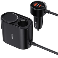 Автомобильное зарядное устройство 30W с разветвителем Baseus High Efficiency Pro 1-for-2 (C00455300121-00), черноеr Pro Triple Fast Charger 65W USB+2*Type-C (CGJP010013) черный