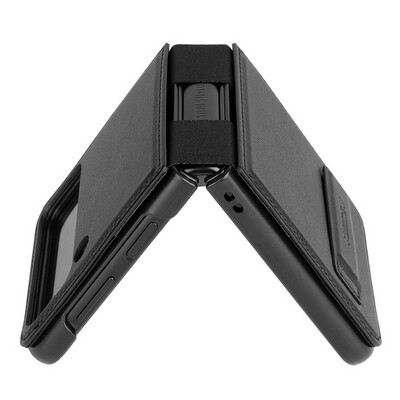 Кожаный чехол Nillkin Qin Pro Plain Leather Case Черный для Samsung Galaxy Z Flip 4(4)
