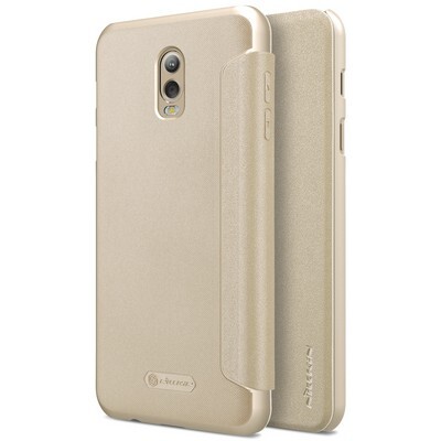 Полиуретановый чехол книга Nillkin Sparkle Leather Case Gold (Золотой) для Samsung Galaxy C8\ J7 Plus(4)