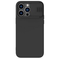 Силиконовая накладка с пластиной Magsafe Nillkin CamShield Silky Magnetic Silicone Case Черная для Apple iPhone 14 Pro