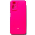 Силиконовый чехол с микрофиброй Silicone Case и защитой камеры ярко-розовый для Xiaomi Redmi Note 12S(#1)