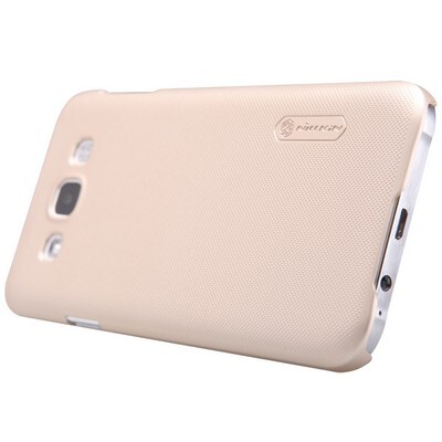 Пластиковый чехол с пленкой Nillkin Super Frosted Shield Gold для Samsung Galaxy E5(3)