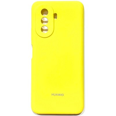 Силиконовый чехол Silicone Case с закрытым низом и защитой камеры жёлтый для Huawei Nova Y70(1)