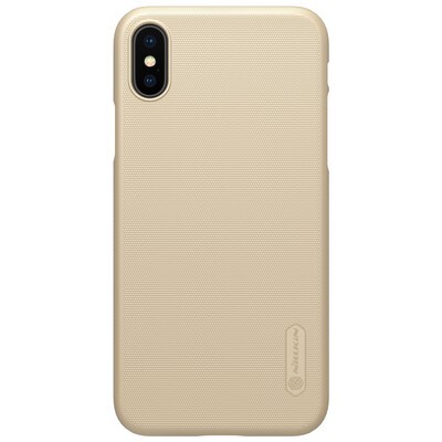 Пластиковый чехол с пленкой Nillkin Super Frosted Shield Gold для Apple iPhone Xs(1)