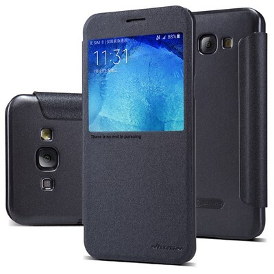 Полиуретановый чехол Nillkin Sparkle Leather Case Black для Samsung Galaxy A8(3)