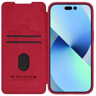 Кожаный чехол Nillkin Qin Pro Leather Case Красный для Apple iPhone 15 Plus(3)