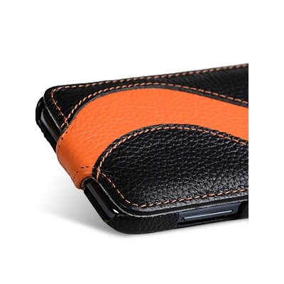 Кожаный чехол книга Melkco Leather Case Black/Orange LC для Samsung i9070 Galaxy S Advance(3)