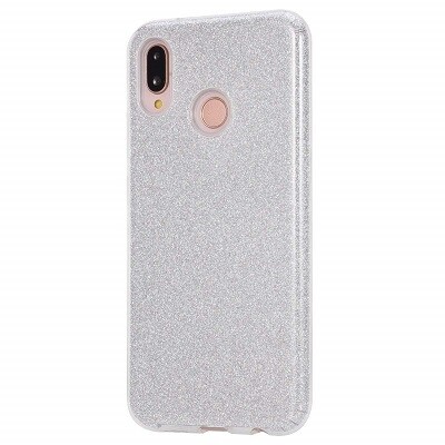 Силиконовый чехол Glitter Cover серебристый для Huawei P20 Lite(3)