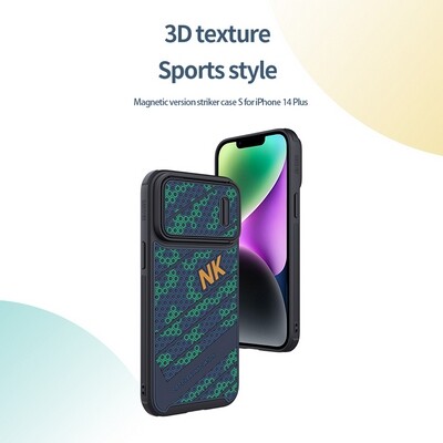 Чехол-накладка с пластиной Magsafe Nillkin Striker S Magnetic Case сине-зеленого цвета для Apple iPhone 14 Plus(9)