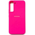Силиконовый чехол Silicone Case с закрытым низом и защитой камеры ярко-розовый для Samsung Galaxy S22(#1)