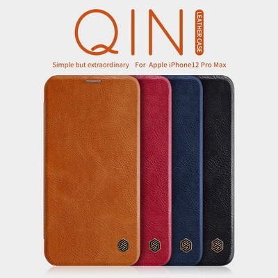 Кожаный чехол Nillkin Qin Leather Case Синий для Apple iPhone 12 Pro Max(5)