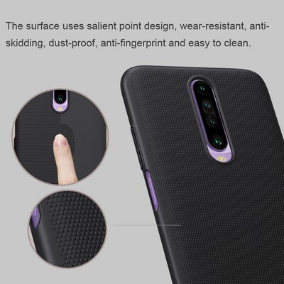 Пластиковый чехол с подставкой Nillkin Super Frosted Shield Черный для Xiaomi Redmi K30 (Poco X2)(4)