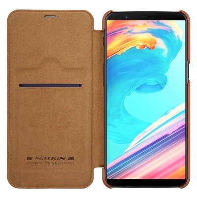Кожаный чехол Nillkin Qin Leather Case Brown для OnePlus 5T(3)
