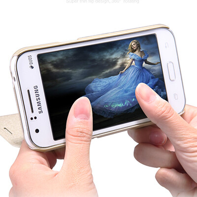 Полиуретановый чехол Nillkin Sparkle Leather Case White для Samsung Galaxy J1(2)