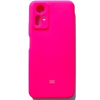 Силиконовый чехол с микрофиброй Silicone Case и защитой камеры ярко-розовый для Xiaomi Redmi Note 12S