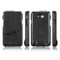 Кожаный чехол книга SGP Leather Case Anne Rossi Black для Samsung i9100 Galaxy S2