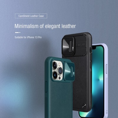 Силиконовая накладка Nillkin CamShield Leather Case Зеленая для Apple iPhone 13 Pro(8)