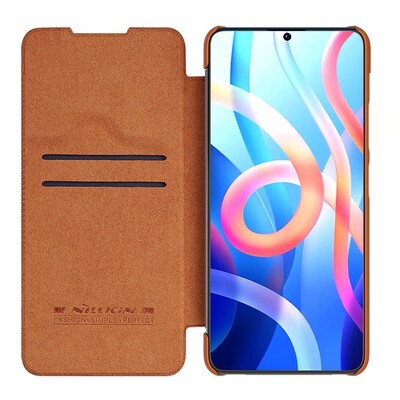 Кожаный чехол Nillkin Qin Leather Case Коричневый для Xiaomi Redmi Note 11 5G(3)