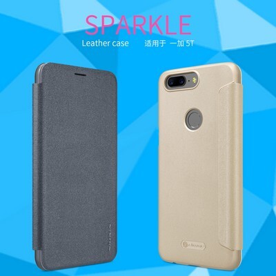 Полиуретановый чехол книга Nillkin Sparkle Leather Case Black для OnePlus 5T(5)