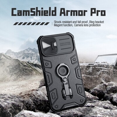 Противоударная-накладка Nillkin CamShield Armor Pro Черная для Apple iPhone 14(8)