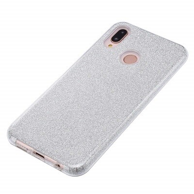 Силиконовый чехол Glitter Cover серебристый для Huawei P20 Lite(4)