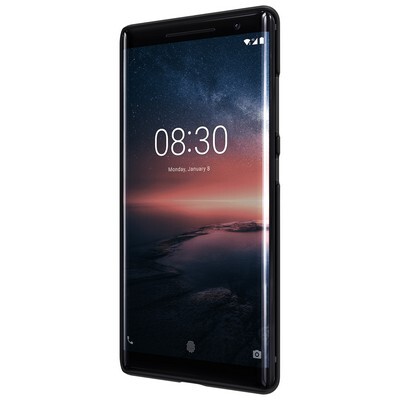 Пластиковый чехол с пленкой Nillkin Super Frosted Shield Черный для Nokia 8 Sirocco(2)