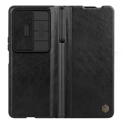 Кожаный чехол Nillkin Qin Pro Plain Leather Case Черный для Samsung Galaxy Z Fold 4(4)