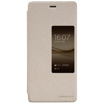 Полиуретановый чехол книга Nillkin Sparkle Leather Case Gold для Huawei P9 Plus(1)