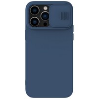 Силиконовая накладка с пластиной Magsafe Nillkin CamShield Silky Magnetic Silicone Case Синяя для Apple iPhone 14 Pro