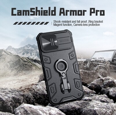 Противоударная-накладка Nillkin CamShield Armor Pro Черная для Apple iPhone 14 Pro(8)