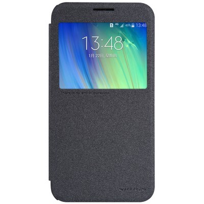 Полиуретановый чехол Nillkin Sparkle Leather Case Black для Samsung Galaxy E7(1)