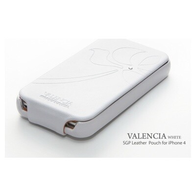 Кожаный чехол книга SGP Leather Case Valencia White для Apple iPhone 4/4S(1)