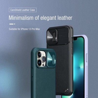 Силиконовая накладка Nillkin CamShield Leather Case Черная для Apple iPhone 13 Pro Max(8)