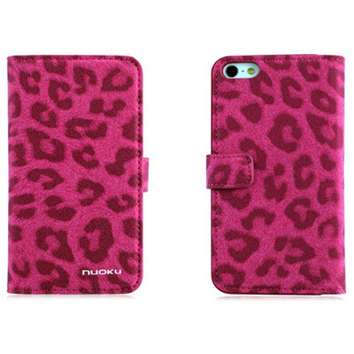 Кожаный чехол Nuoku Leopard Series Case Pink для Apple iPhone 5/5s/SE(1)