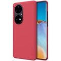 Пластиковый чехол с подставкой Nillkin Super Frosted Shield Красный для Huawei P50 Pro(#3)