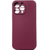 Силиконовый чехол Silicone Case с закрытым низом и защитой камеры бордовый для Apple iPhone 14 Pro