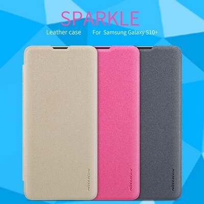 Полиуретановый чехол книга Nillkin Sparkle Leather Case Черный для Samsung Galaxy S10 Plus(5)