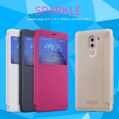 Полиуретановый чехол книга Nillkin Sparkle Leather Case Gold для Huawei Mate 9 Lite\GR5 2017\Honor 6X(4)