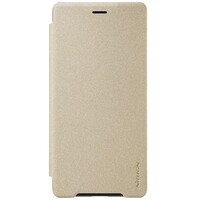 Полиуретановый чехол книга Nillkin Sparkle Leather Case Золотой для Sony Xperia XZ2 Compact
