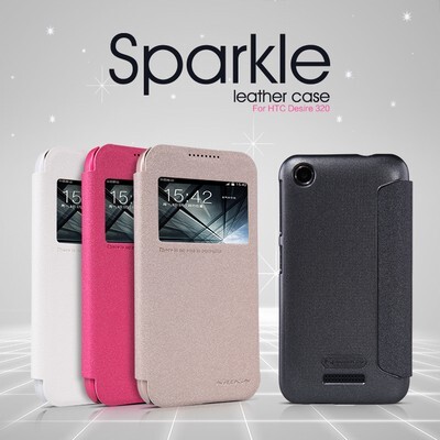 Полиуретановый чехол книга Nillkin Sparkle Case Gold для HTC Desire 320(4)