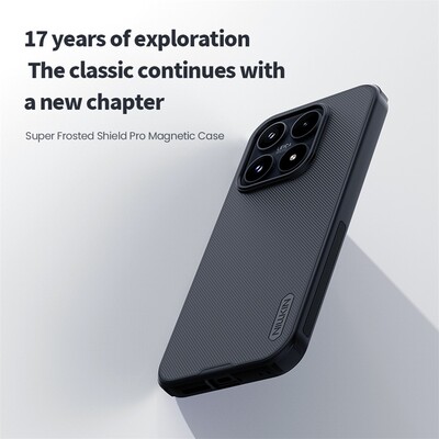 Пластиковый чехол с пластиной Magsafe Nillkin Super Frosted Shield Pro Magnetic Case черный для Xiaomi 17(7)