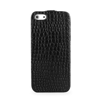 Кожаный чехол-книга TETDED Troyes Black Crocodile для Apple iPhone 5/5s/SE(2)