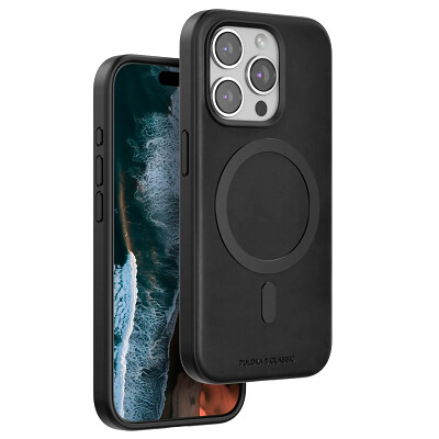 Силиконовый чехол накладка Puloka Exclusive External MagSafe Series черный для Apple iPhone 15 Pro Max(1)