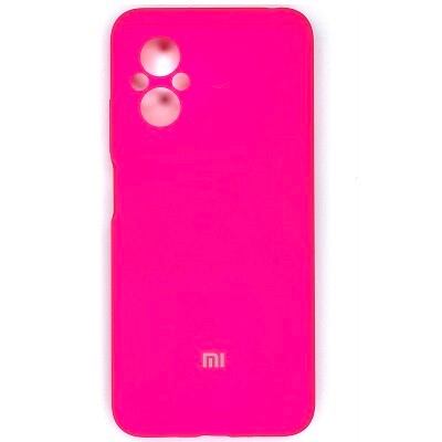 Силиконовый чехол Silicone Case с закрытым низом и защитой камеры ярко-розовый для Xiaomi Poco M5(1)